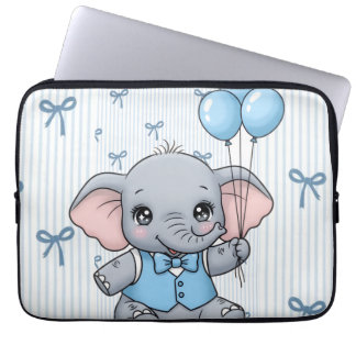 Cute Cartoon Baby Elephant Blue Kids Laptop Sleev Sleeve