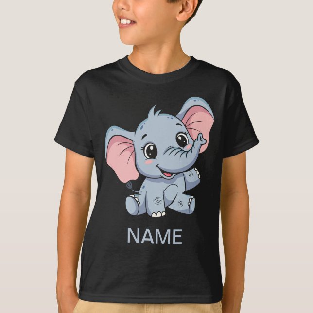 Cute Cartoon Baby Elephant Kids T-Shirt (Front)
