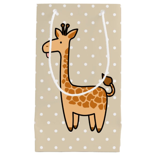 Cute Cartoon Baby Giraffe & Polka Dots Small Gift Bag (Front)