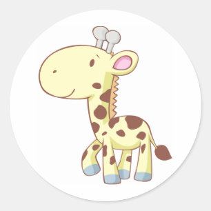 Cute Cartoon Baby Giraffe Shirts Classic Round Sticker