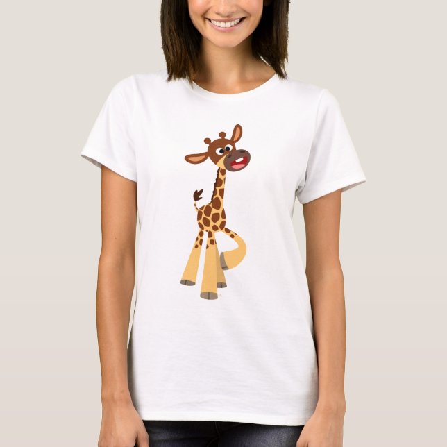 Cute Cartoon Baby Giraffe Women T-Shirt (Front)