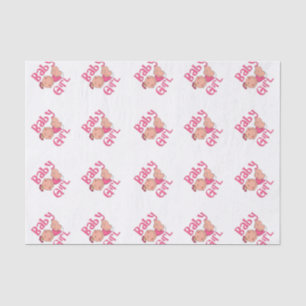 Cute Cartoon Baby Girl Text in Bright Pink - Tissue Paper