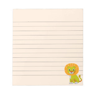 Cute Cartoon Baby Lion Vintage Print Lined Notepad
