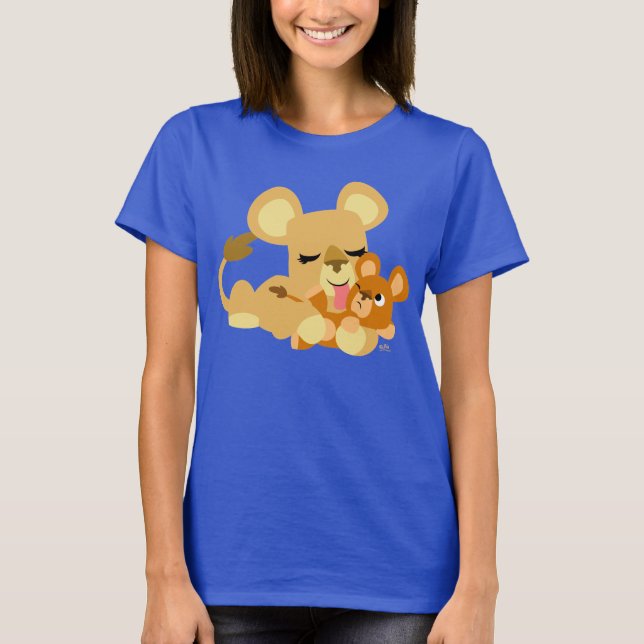 Cute Cartoon Baby Lion's Bath Women T-Shirt (Front)