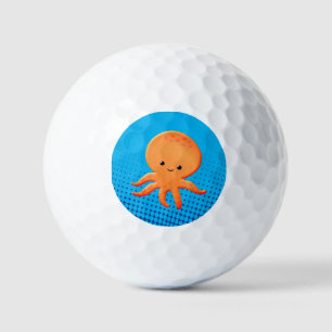 Cute Cartoon Baby Octopus Blue Ocean Golf Balls