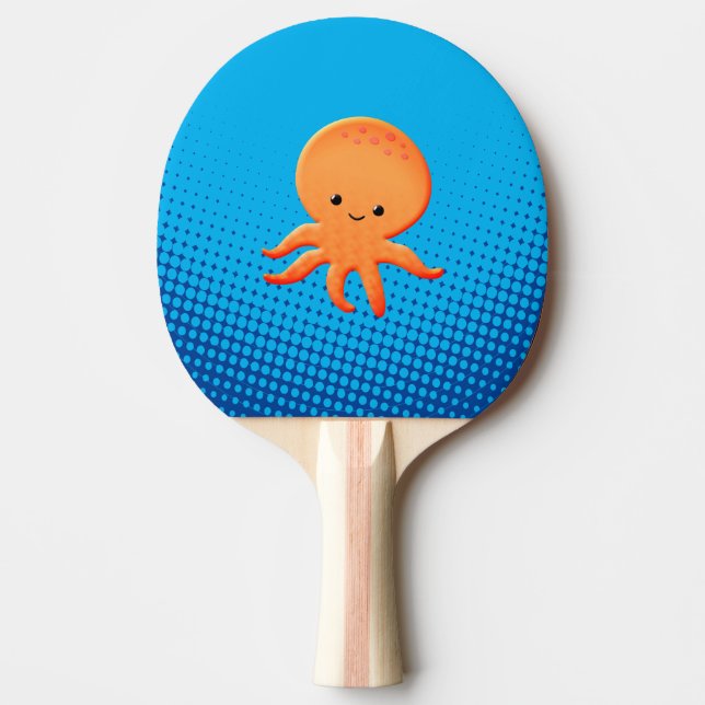 Cute Cartoon Baby Octopus Blue Ocean Ping Pong Paddle (Front)