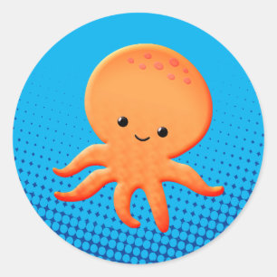 Cute Cartoon Baby Octopus Classic Round Sticker