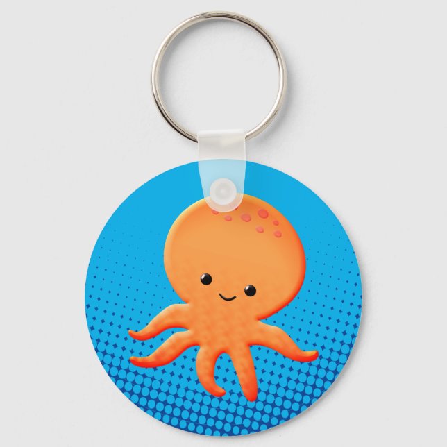 Cute Cartoon Baby Octopus Key Ring (Front)