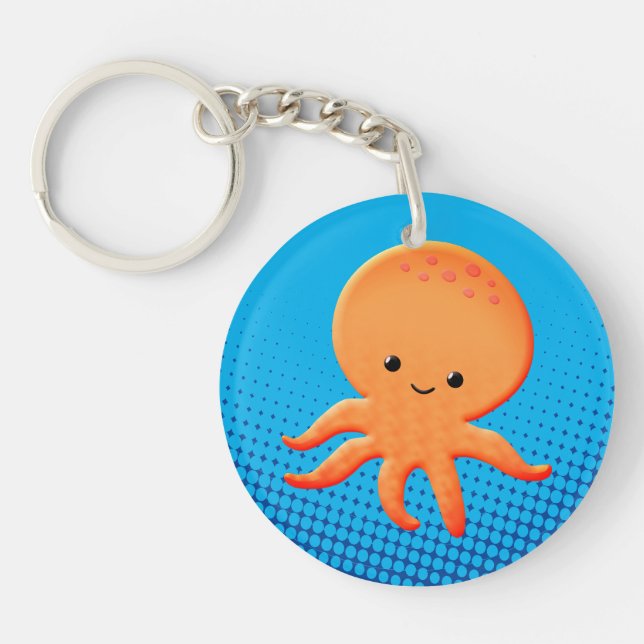 Cute Cartoon Baby Octopus Key Ring (Front)