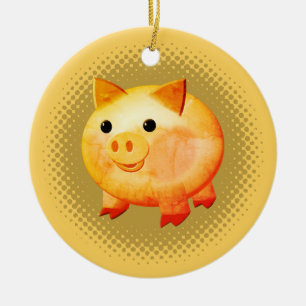 Cute Cartoon Baby Pig Painting Ceramic Tree Decoration