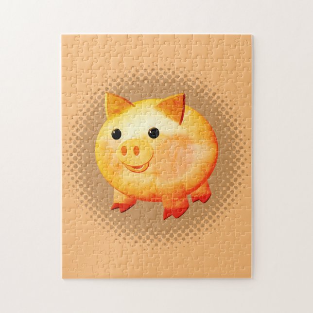 Cute Cartoon Baby Pig Painting Jigsaw Puzzle (Vertical)