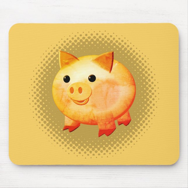 Cute Cartoon Baby Pig Painting Mouse Mat (Front)