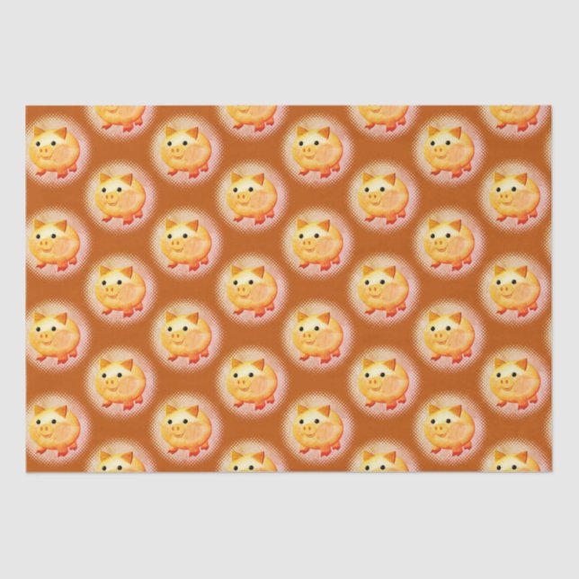 Cute Cartoon Baby Pig Painting Tissue Paper (Front)