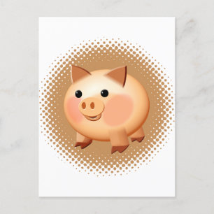 Cute Cartoon Baby Pig Postcard