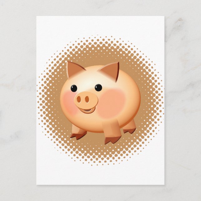 Cute Cartoon Baby Pig Postcard (Front)