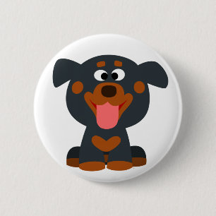 Cute Cartoon Baby Rottweiler Button Badge