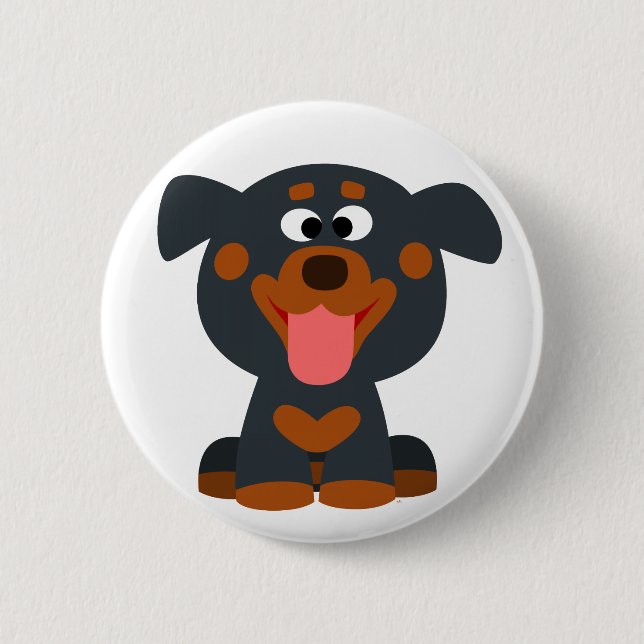 Cute Cartoon Baby Rottweiler Button Badge (Front)