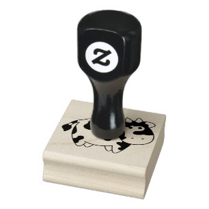 Cute Cartoon Baby Spotted Cow Farm Animal Rubber Stamp