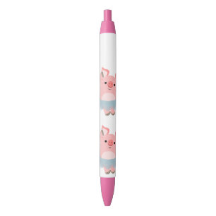 Cute Cartoon Ballerina Pig Black Ink Pen
