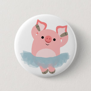 Cute Cartoon Ballerina Pig Button Badge