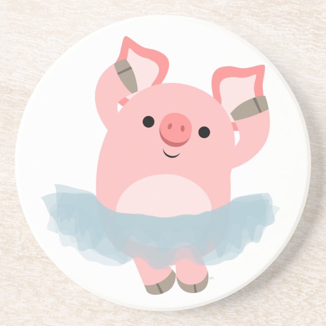 Cute Cartoon Ballerina Pig Coaster (Front)