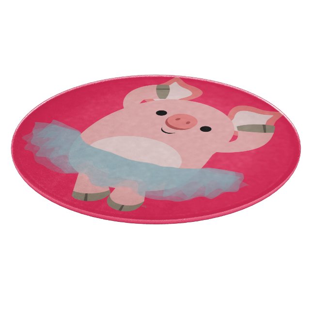 Cute Cartoon Ballerina Pig Cutting Board (Corner)