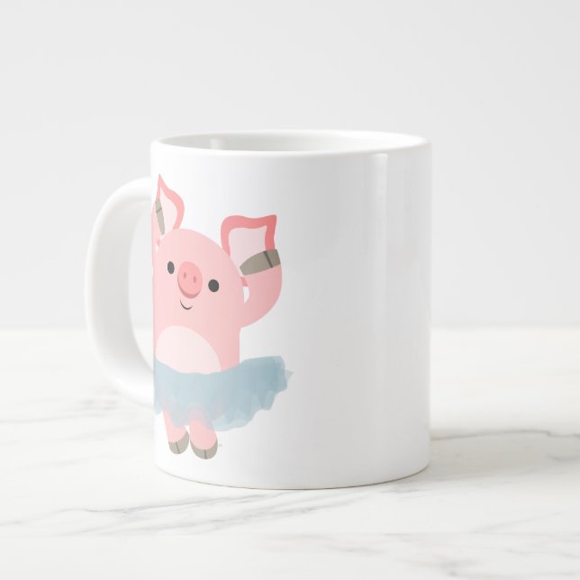 Cute Cartoon Ballerina Pig Jumbo Mug (Front Left)