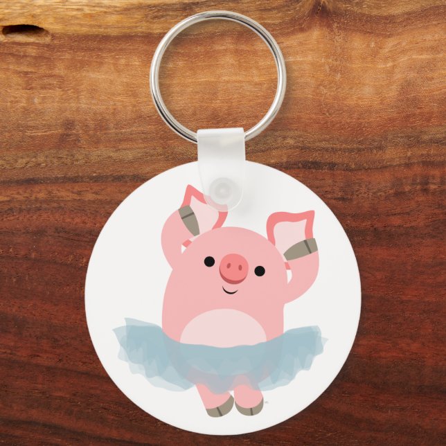 Cute Cartoon Ballerina Pig Keychain (Front)