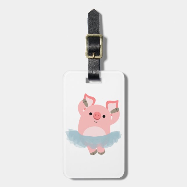 Cute Cartoon Ballerina Pig Luggage Tag (Front Vertical)