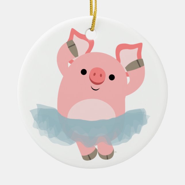 Cute Cartoon Ballerina Pig Ornament (Front)