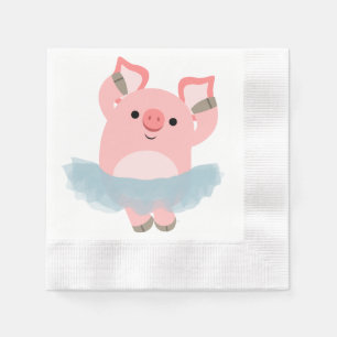 Cute Cartoon Ballerina Pig Paper Napkins