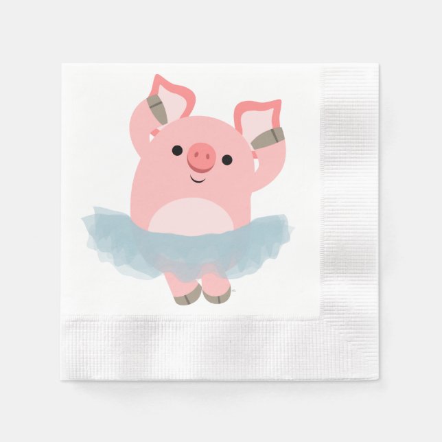 Cute Cartoon Ballerina Pig Paper Napkins (Front)