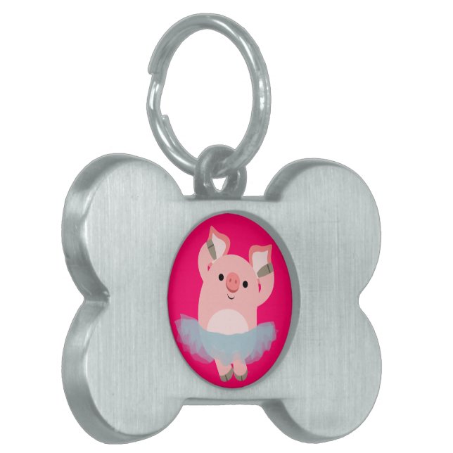 Cute Cartoon Ballerina Pig Pet Tag (Front Left)