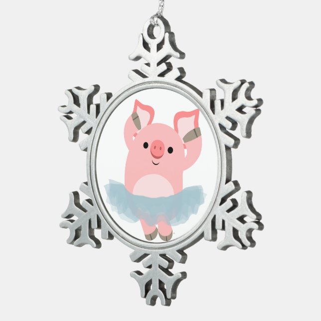 Cute Cartoon Ballerina Pig Pewter Ornament (Right)