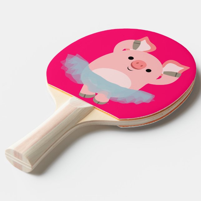 Cute Cartoon Ballerina Pig Ping Pong Paddle (Front Angle)