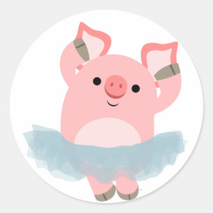 Cute Cartoon Ballerina Pig Sticker