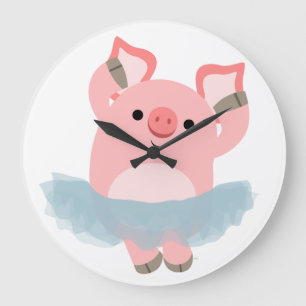 Cute Cartoon Ballerina Pig Wall Clock