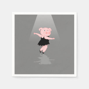 Cute Cartoon Ballet Dancing Pig Napkin