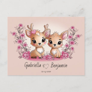 Cute Cartoon Bambi Lovers Heart Valentine’s Day Postcard