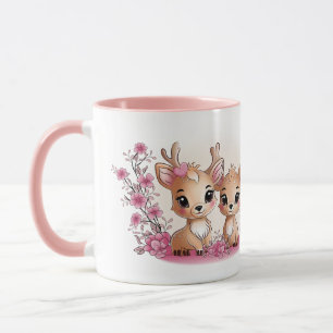 Cute Cartoon Bambi Lovers Hearts Valentine’s Day Mug