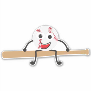 Cute Cartoon Baseball Ball and Bat
