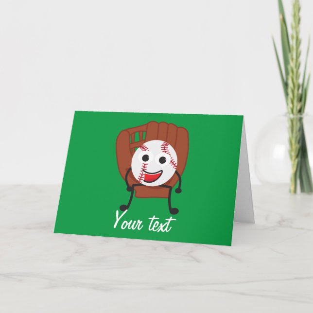 Cute Cartoon Baseball Ball and Glove Card (Front)