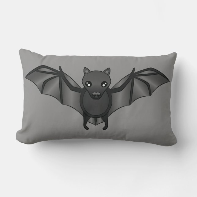Cute Cartoon Bat Halloween Illustration Lumbar Cushion (Front)