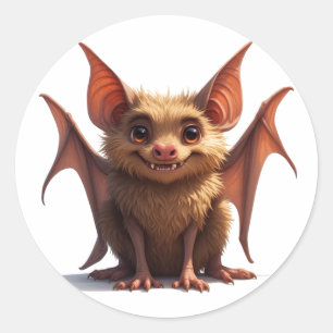 Cute Cartoon Bat With Orange Wings And Smile 🦇 Classic Round Sticker