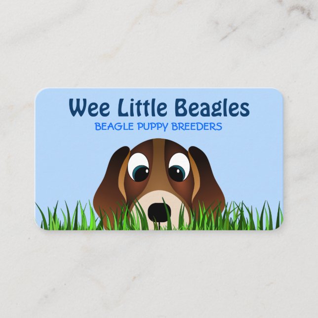 Cute Cartoon Beagle Puppy Dog Breeder Business Card (Front)