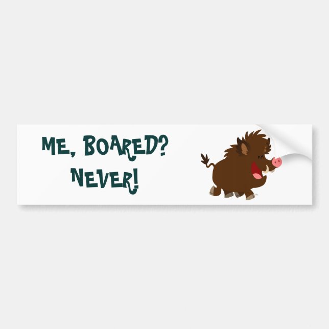 Cute Cartoon Beaming Wild Boar Bumper Sticker (Front)