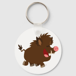 Cute Cartoon Beaming Wild Boar Keychain