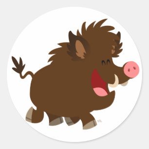 Cute Cartoon Beaming Wild Boar Sticker