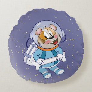 Cute Cartoon Bear Astronaut Round Pillow