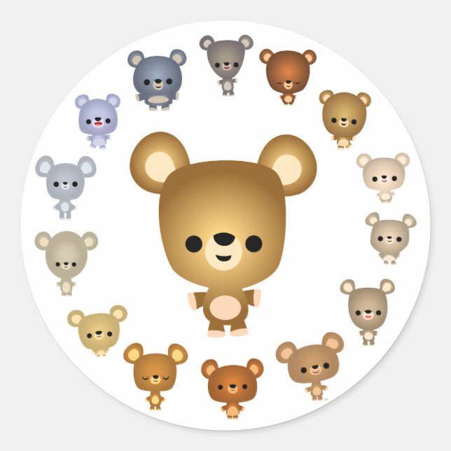 Cute Cartoon Bear Babies Sticker (Front)
